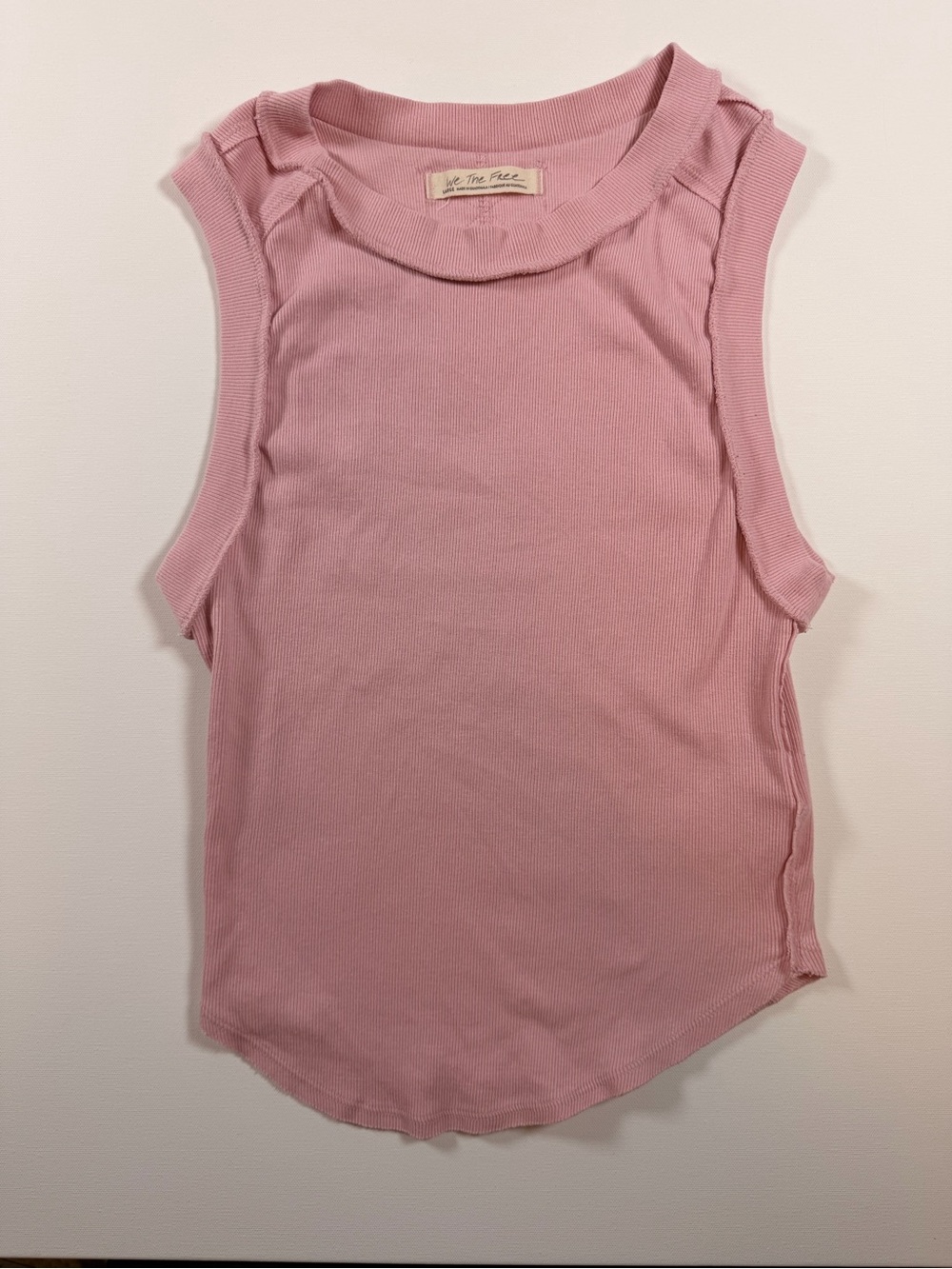 We The Free- Free People Kate Ribbed Muscle Tank Top Pink Size Large